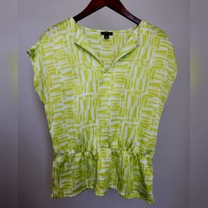 ANN TAYLOR Cap Sleeve Lime Green Top Blouse XS